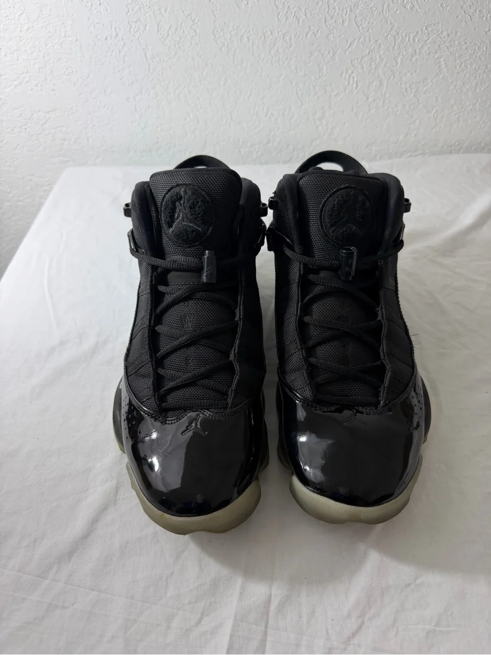 AIR JORDAN 6 RINGS 3 Black Patent Leather High-Top Sneakers with Icy Sole